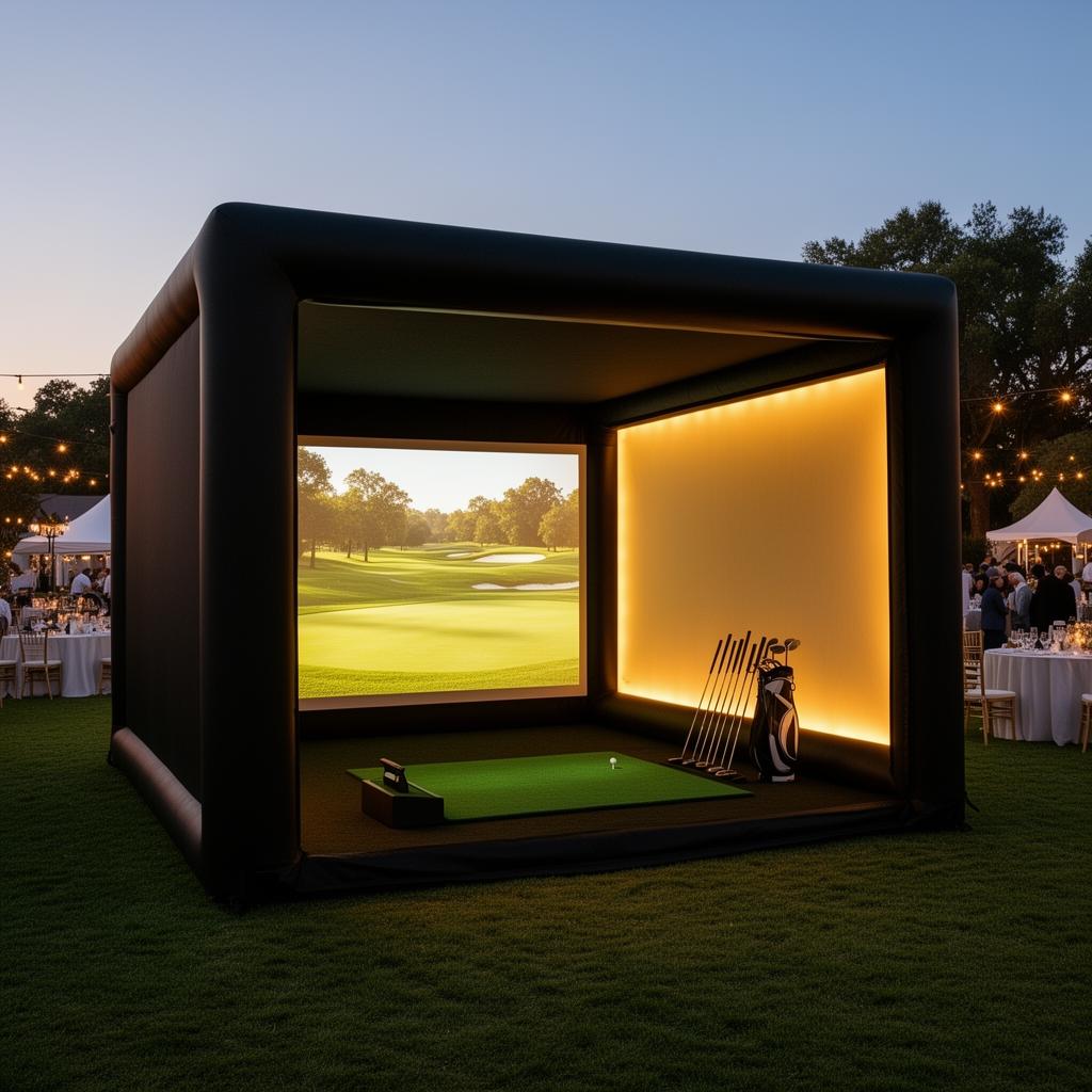 Mobile golf simulator at an event